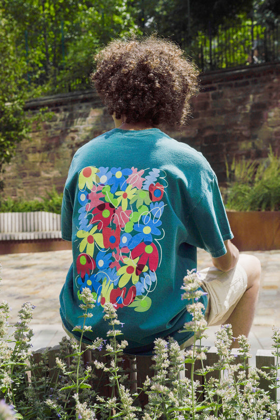 C.D x UN:IK 'Flower Garden' Washed Tee - Forest