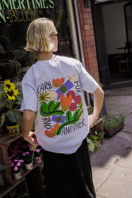 C.D x UN:IK 'Care For One Another' Washed Tee - Light Blue