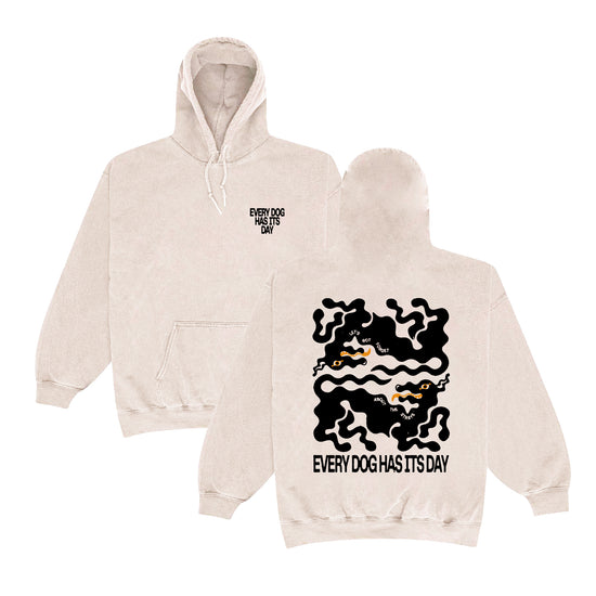 KBAR X UN:IK 'Every Dog Has Its Day' Vintage Washed Hoodie - Ivory