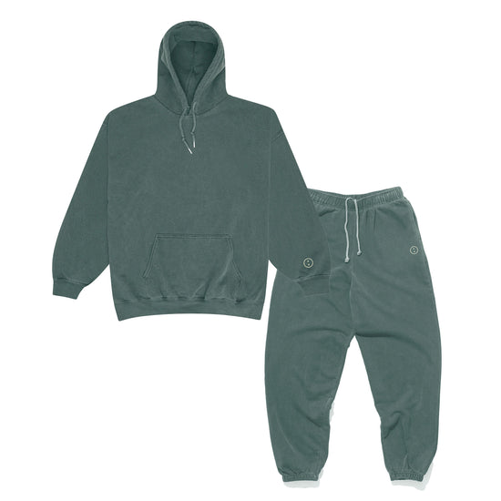 Essentials Vintage Washed Hoodie & Jogger Set - Forest