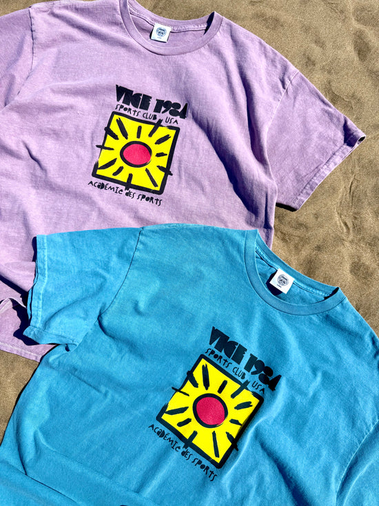 Load image into Gallery viewer, Vice 84 &amp;#39;Sun Sports Club&amp;#39; Vintage Washed Tee - Mid Blue
