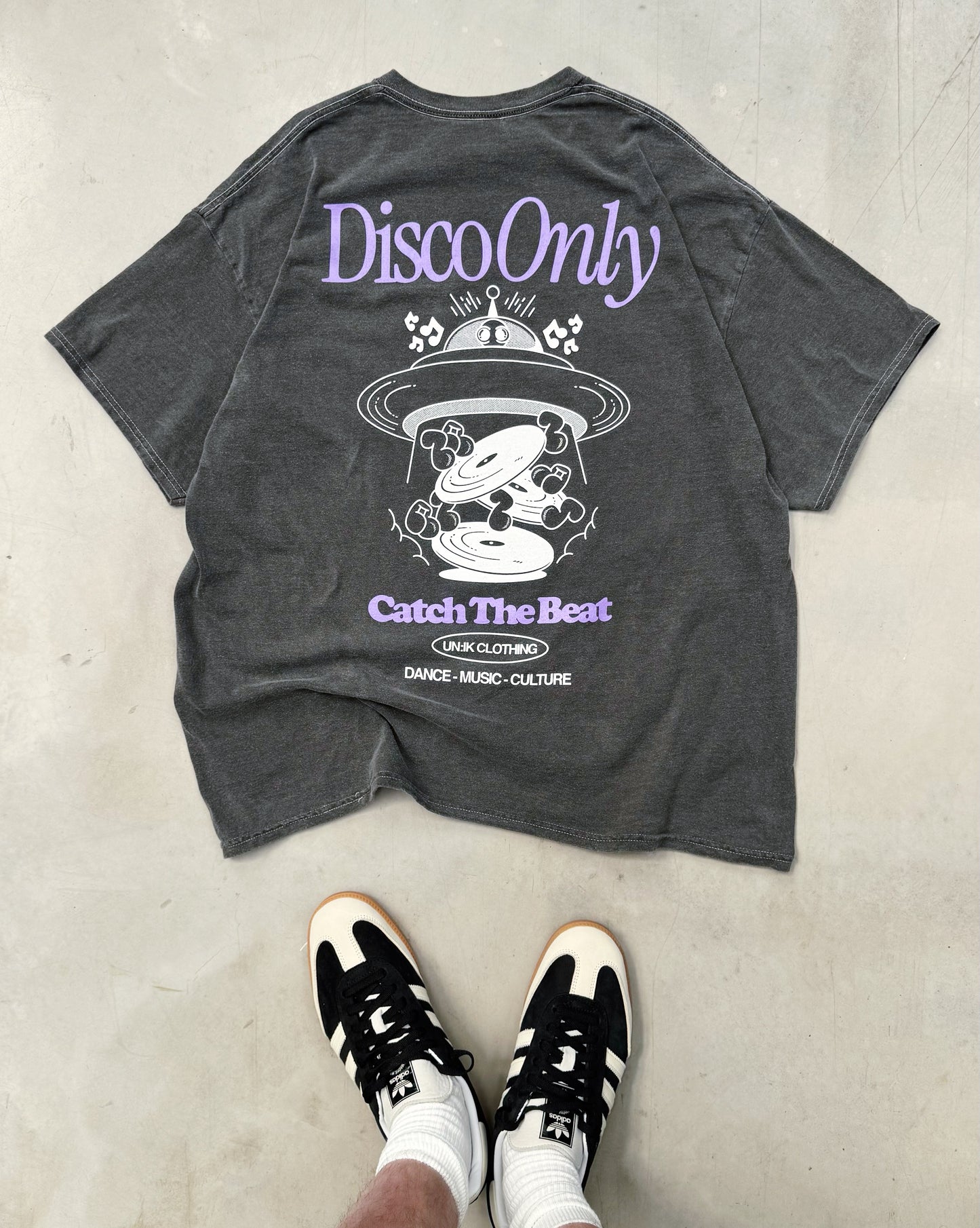 DISCO ONLY 'Catch The Beat' Vintage Washed Tee - Black