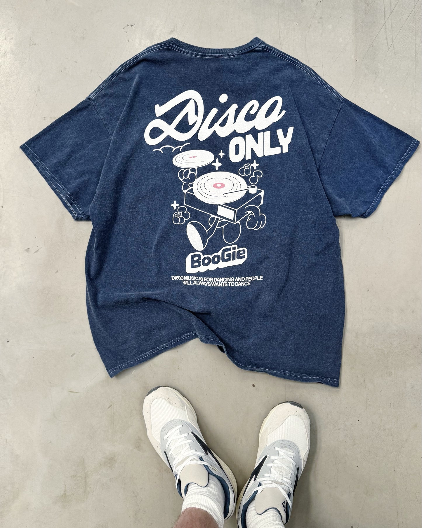 DISCO ONLY 'Time To Boogie' Vintage Washed Tee - Navy