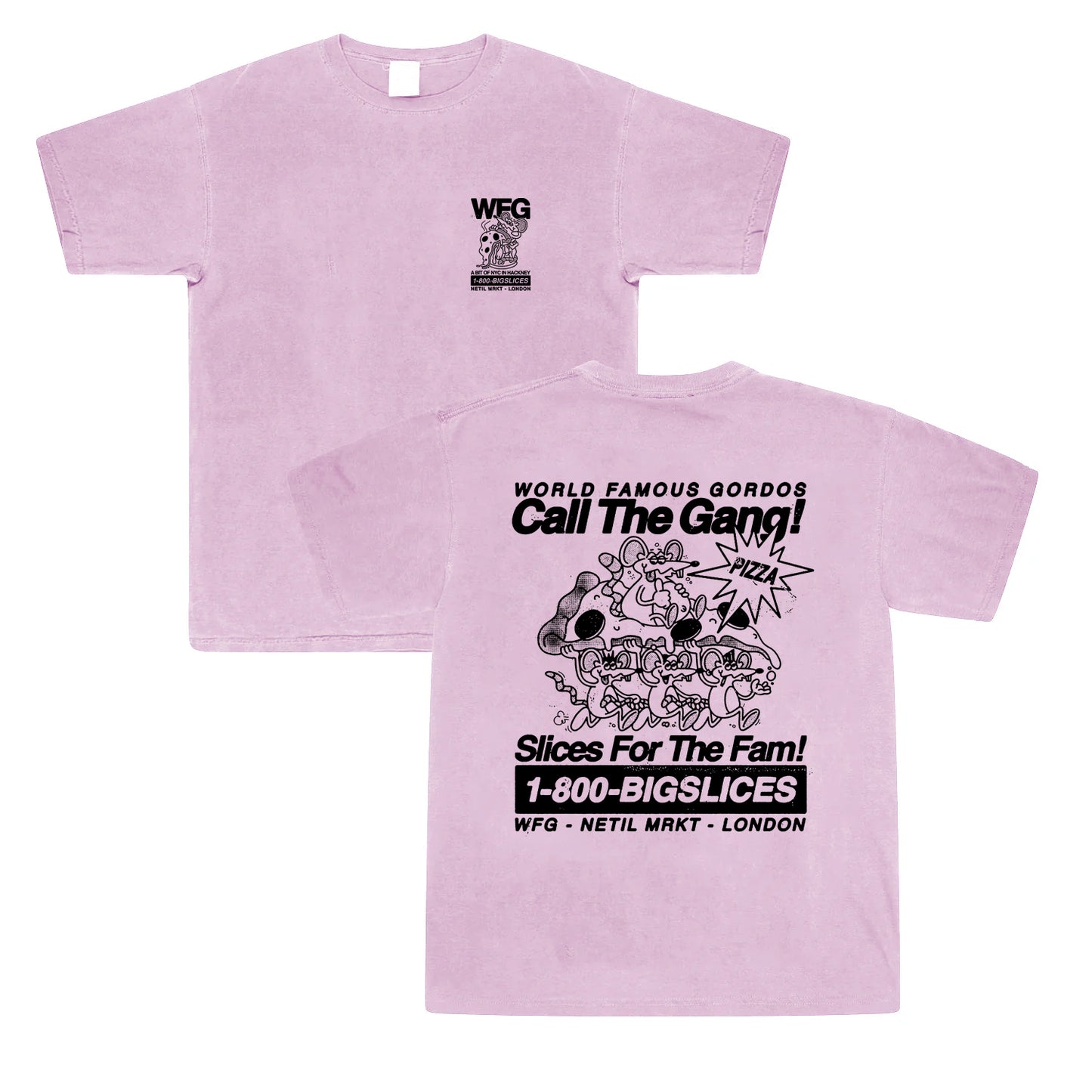 Gordos Pizzeria 'Call The Gang' Vintage Washed Tee - Pink