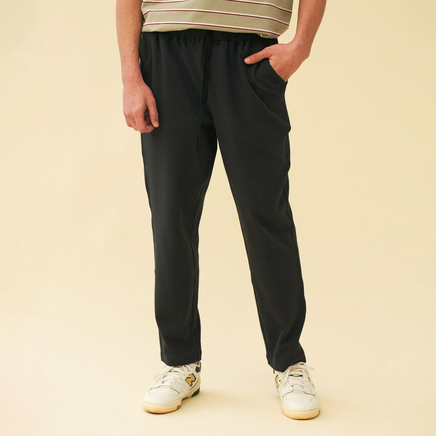 bound 'Graphite Black' Textured Cotton Trousers