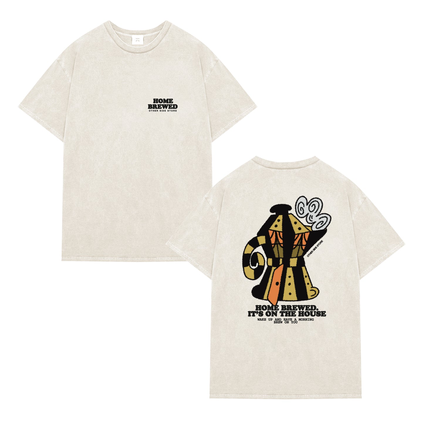 Other Side Store 'Home Brewed' Vintage Washed Tee - Cream