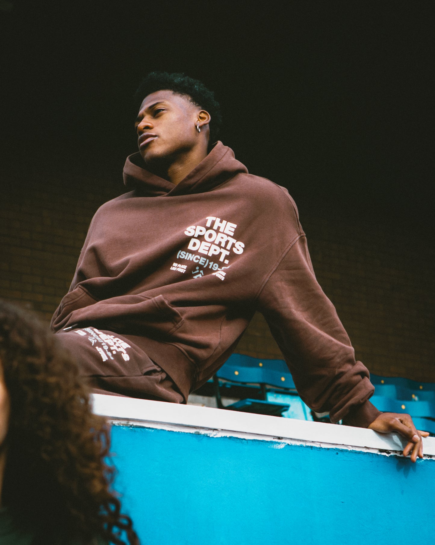 Vice 84 'The Sports Dept' Heavyweight Washed Hoodie & Jogger Set - Brown
