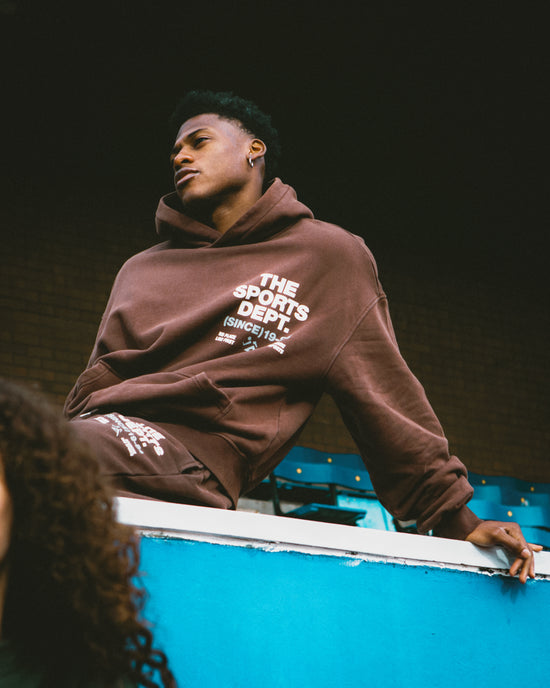 Vice 84 'The Sports Dept' Heavyweight Washed Hoodie & Jogger Set - Brown