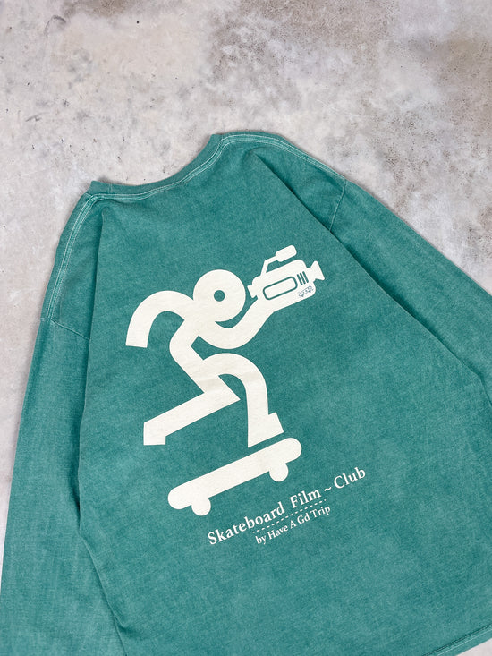 Load image into Gallery viewer, HAVE A GD TRIP &amp;#39;Skateboard Film&amp;#39; Vintage Washed Longsleeve Tee - Green
