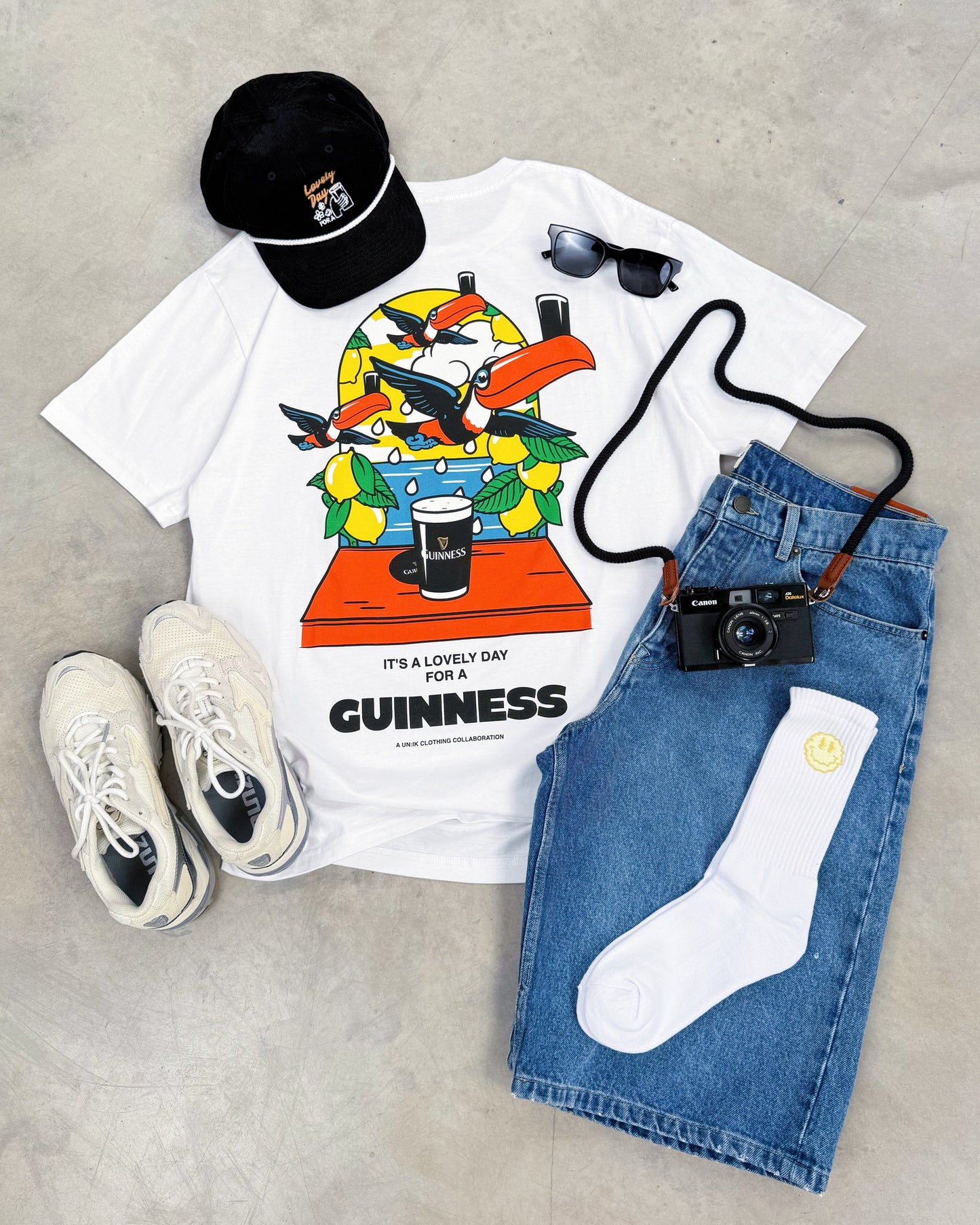 Guinness x UN:IK 'Cheers' Embroidered Cord Rope Cap - Black