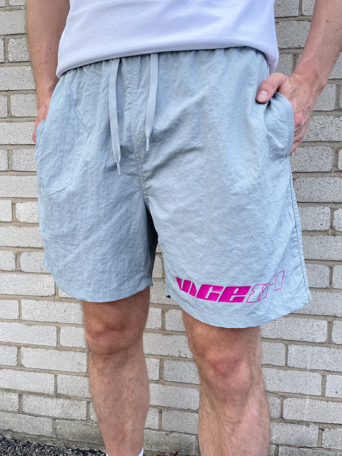 Vice 84 'Racer' Crinkle Recycled Swim Shorts - Smoke Grey