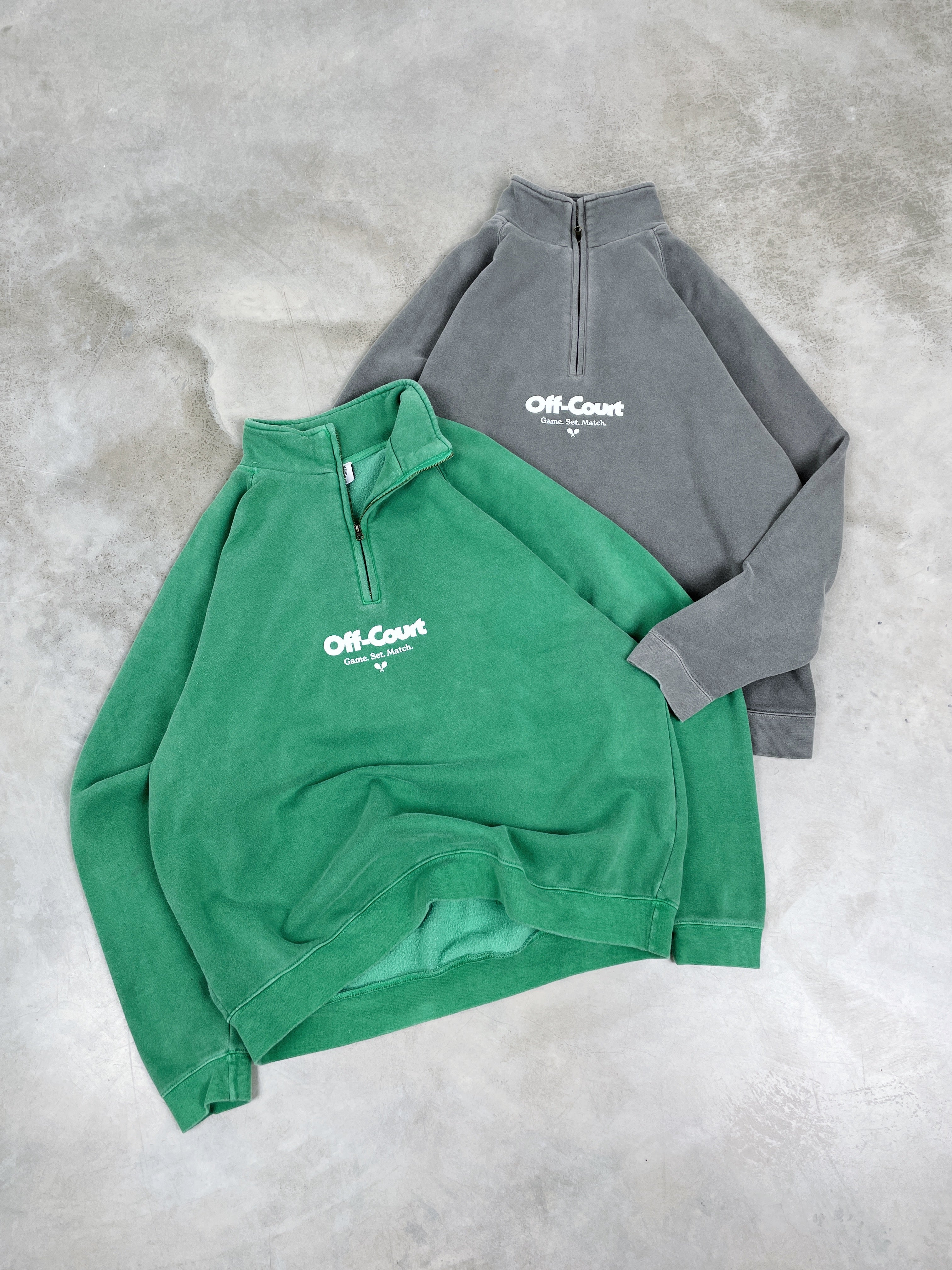 Vice 84 'Off-Court GSM' Washed 1/4 Zip Sweater - Kelly Green – UN