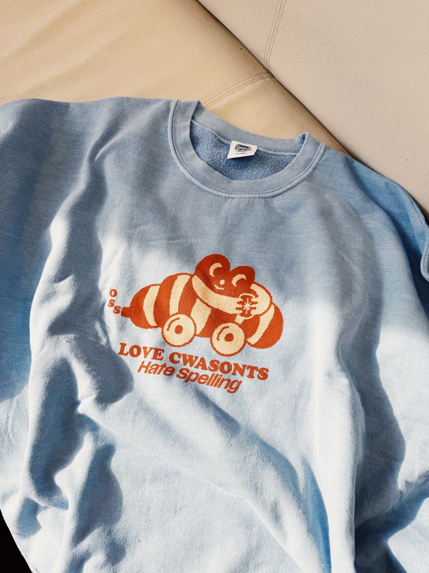 Other Side Store 'Love Cwasonts' Sweater - Vintage Washed Light Blue