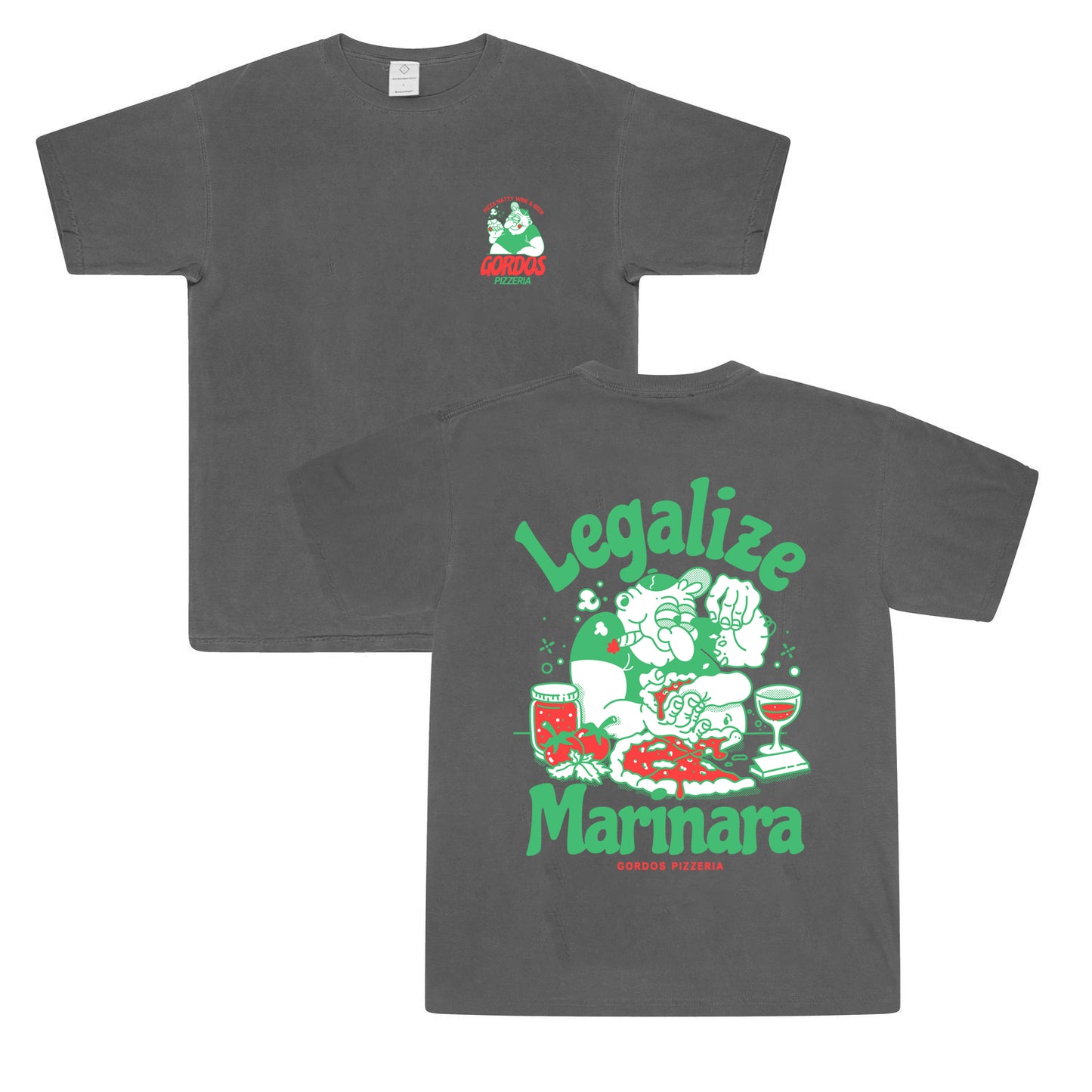 Gordos Pizzeria 'Legalize Marinara' Vintage Washed Tee - Black