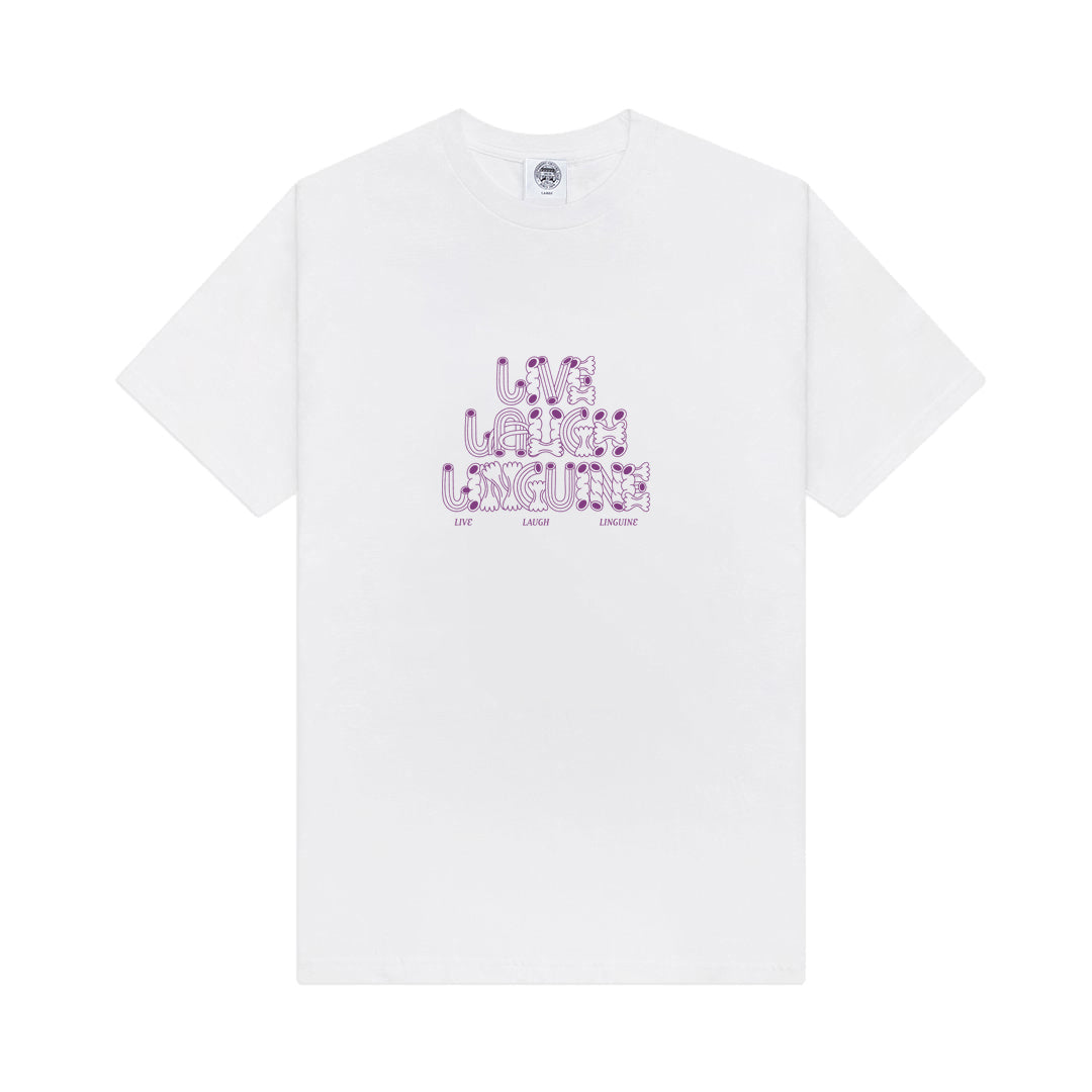 Load image into Gallery viewer, Other Side Store &amp;#39;Live Laugh Linguine&amp;#39; Tee - White
