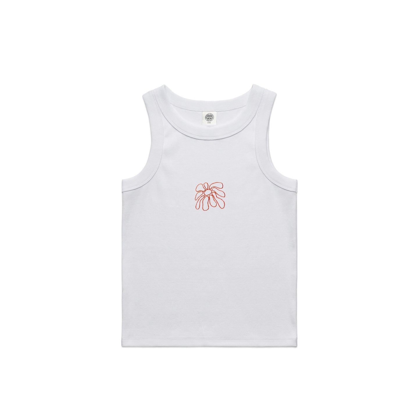 FLWRS Organic Embroidered Rib Tank - White