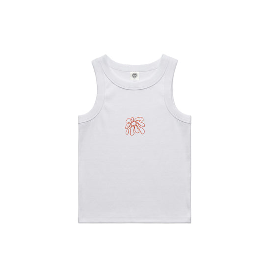 FLWRS Organic Embroidered Rib Tank - White