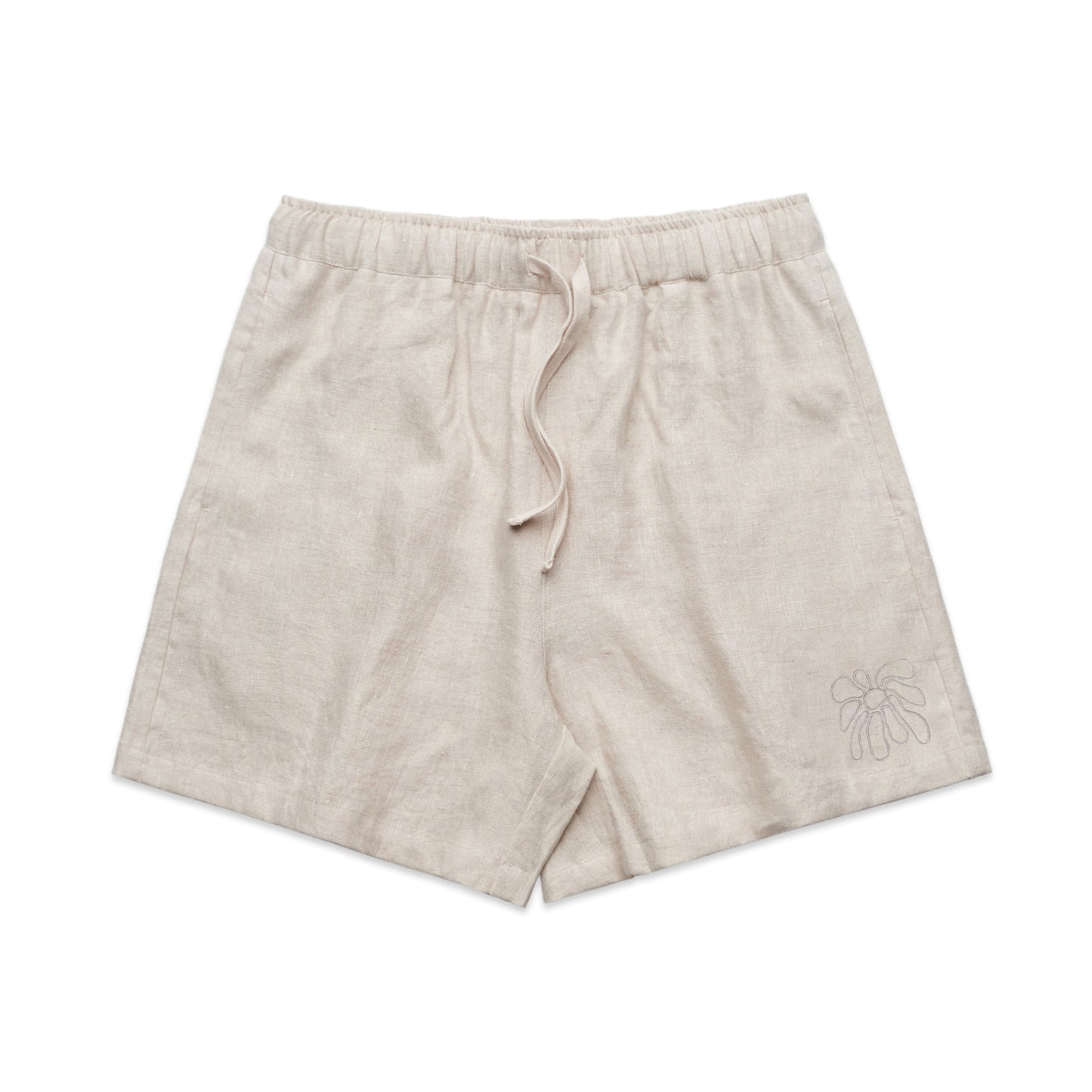 FLWRS Embroidered Linen Shorts - Natural