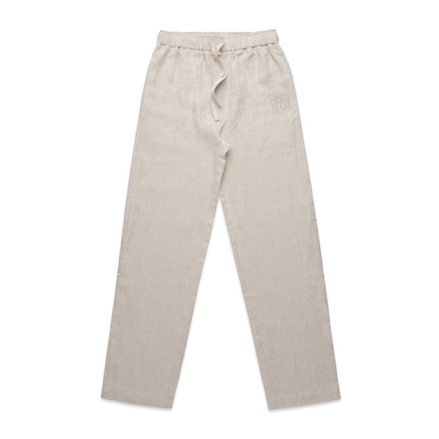 FLWRS Embroidered Linen Trousers - Natural