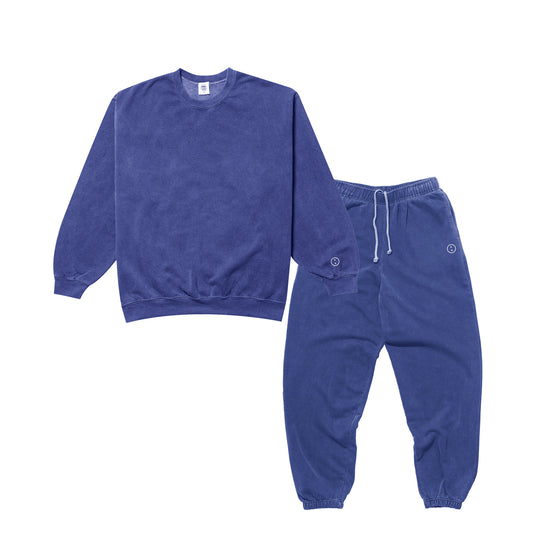 Essentials Vintage Washed Sweater & Jogger Set -  Navy