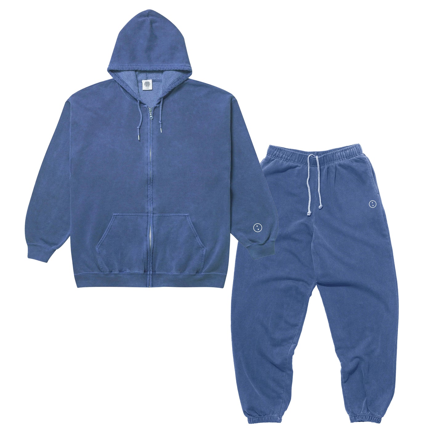 Essentials Vintage Washed Zip Up Hoodie Jogger Set Navy UN IK Clothing