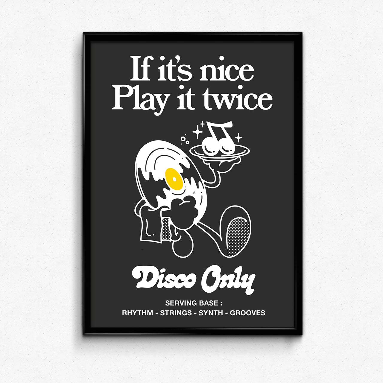 DISCO ONLY 'Play it Twice V2' Print - Black