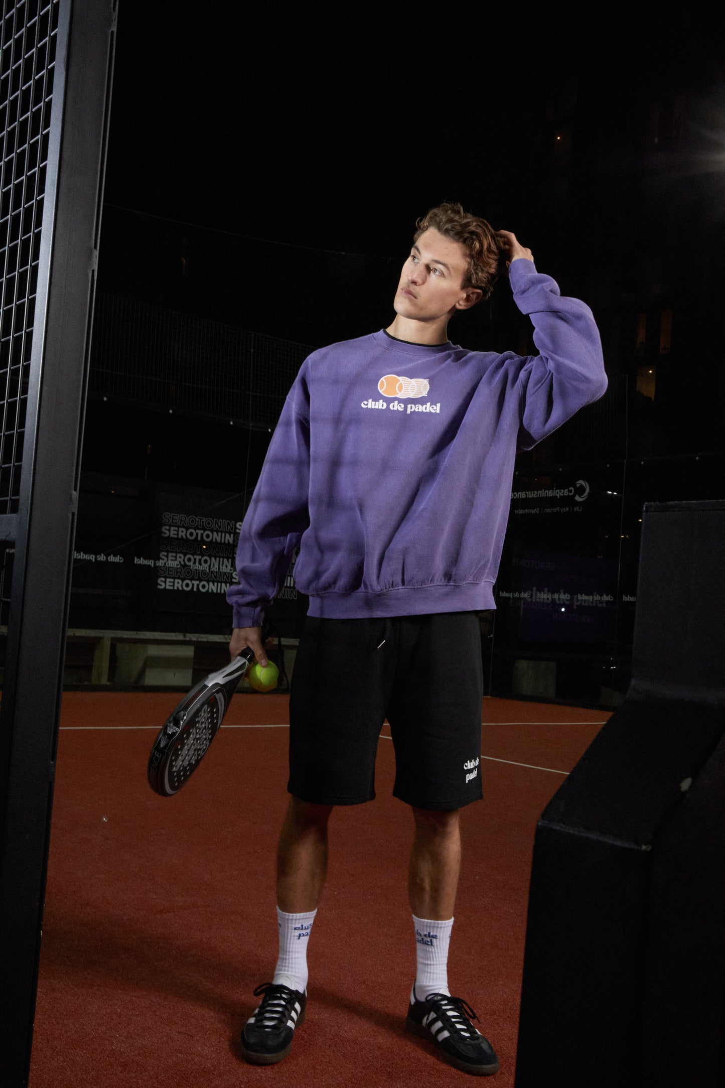 Club de Padel 'Vibora' Vintage Washed Sweater - Violet