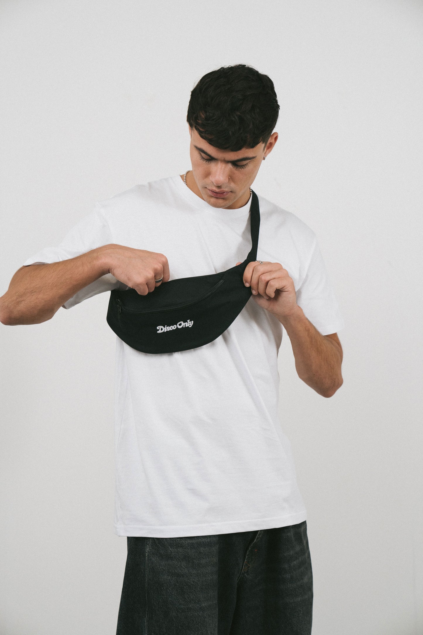 DISCO ONLY Embroidered Bum Bag - Black