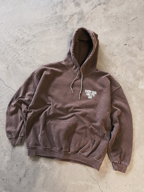Load image into Gallery viewer, KBAR X UN:IK &amp;#39;Every Dog Has Its Day&amp;#39; Vintage Washed Hoodie - Cocoa
