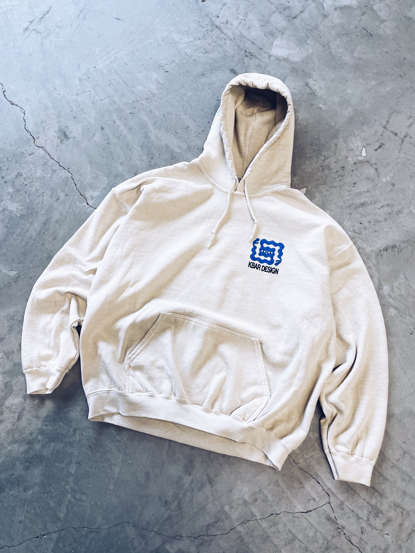 KBAR X UN:IK 'Logo' Vintage Washed Hoodie - Ivory