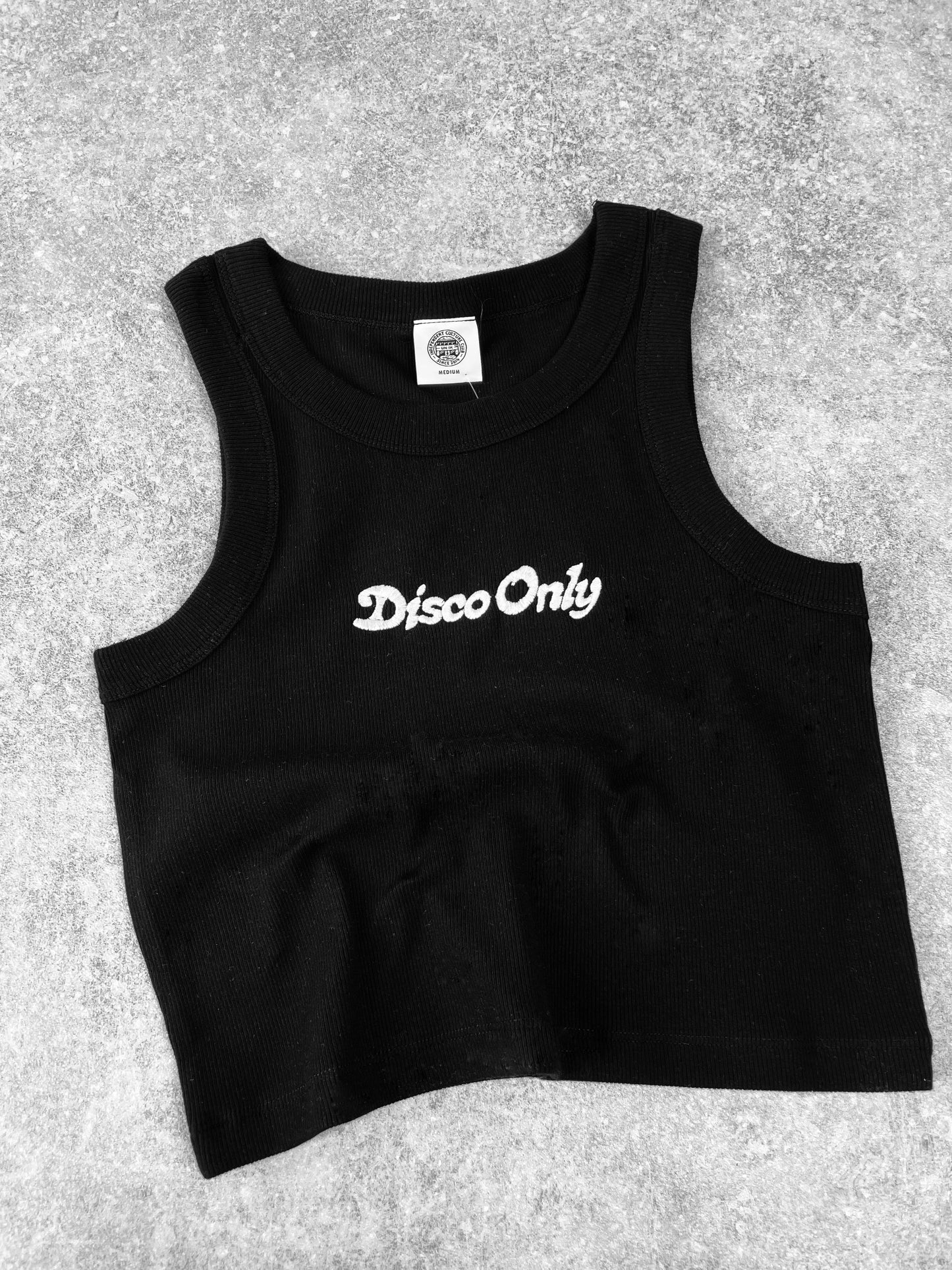 DISCO ONLY WMNS 'Logo' Embroidered Organic Rib Tank - Black