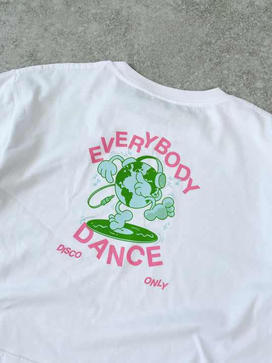 DISCO ONLY WMNS 'Everybody Dance' Cropped Tee - White