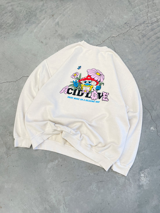 Load image into Gallery viewer, Acid Love &amp;#39;Mushroom&amp;#39; Vintage Washed Sweater - Cream
