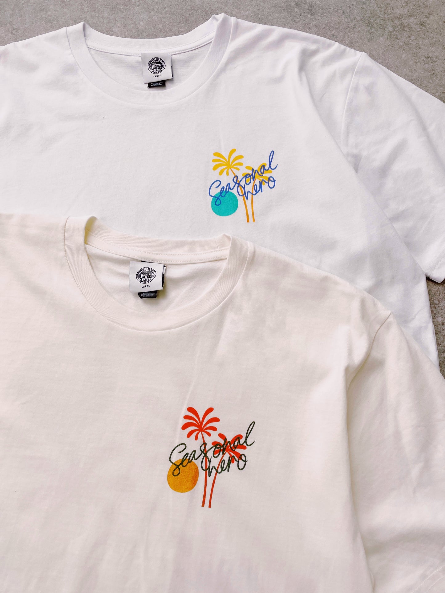 Seasonal Hero 'Palms' Tee - Natural