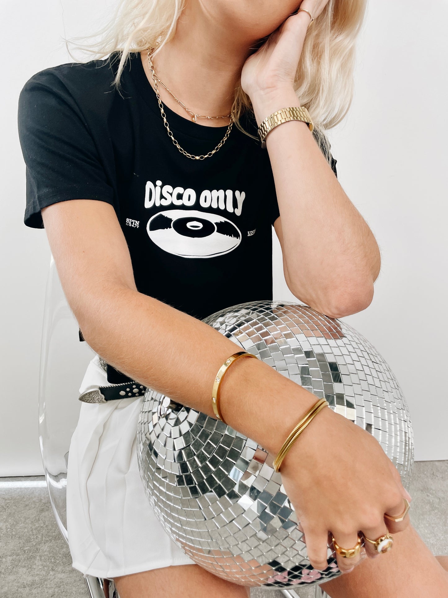 DISCO ONLY WMNS 'Mr Phomer' Cropped Tee - Black