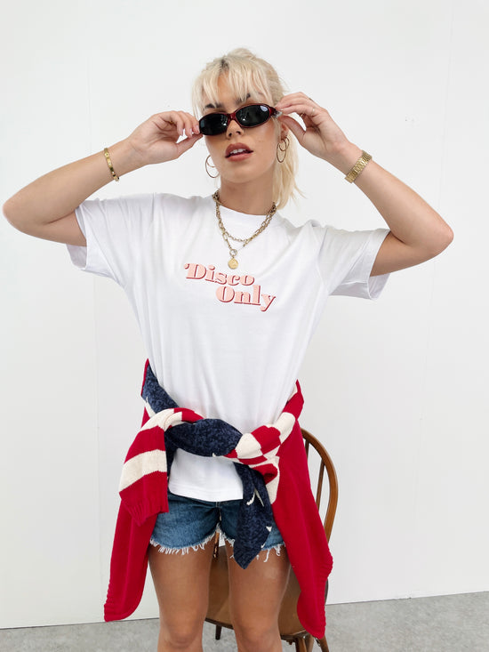 DISCO ONLY WMNS '70s' Heavy Tee - White