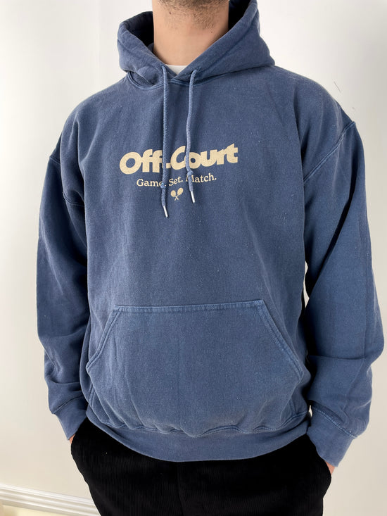 Vice 84 'Off-Court GSM' Vintage Washed Hoodie - Blue