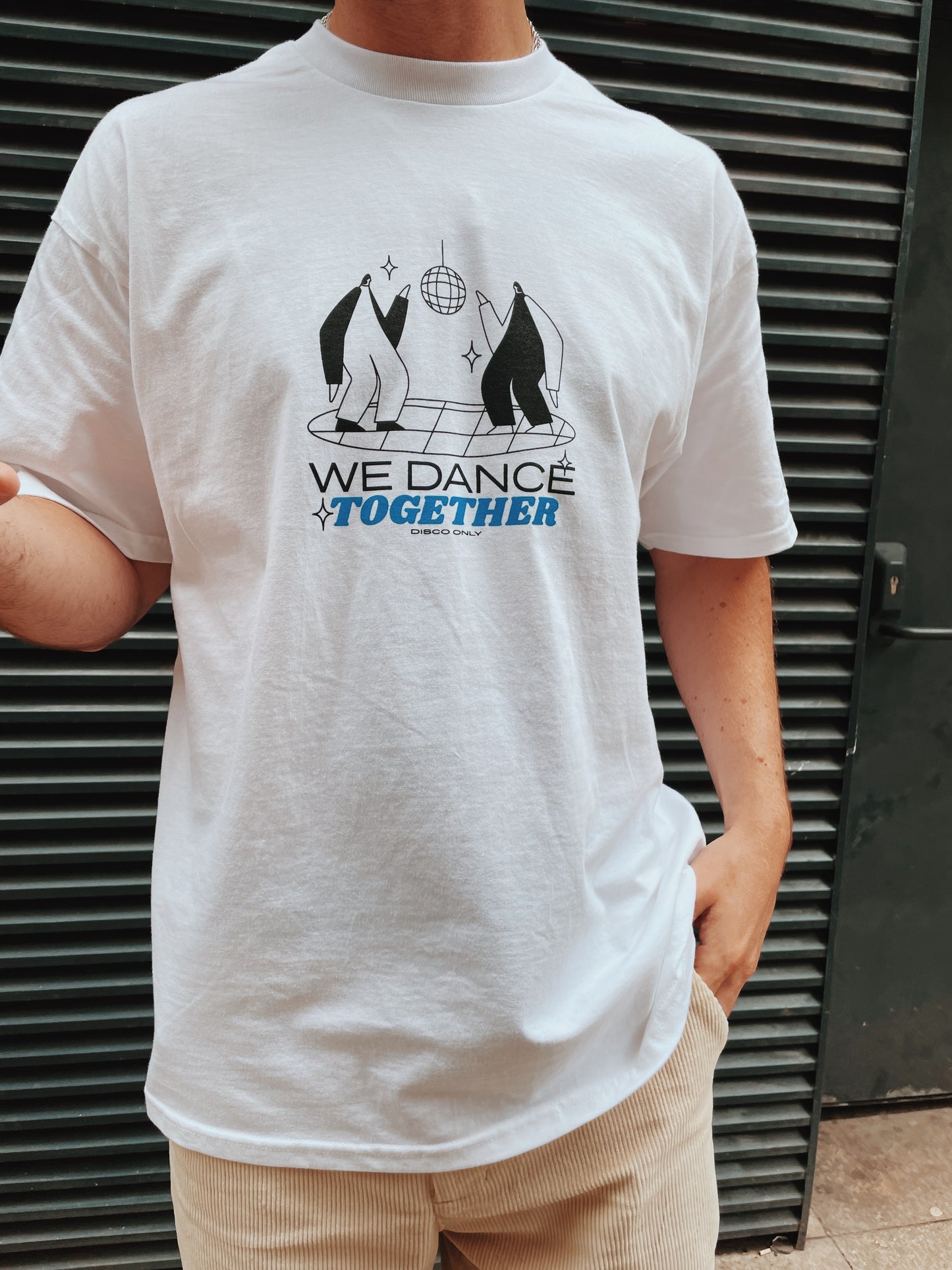 DISCO ONLY 'We Dance Together' Front Print Tee - White