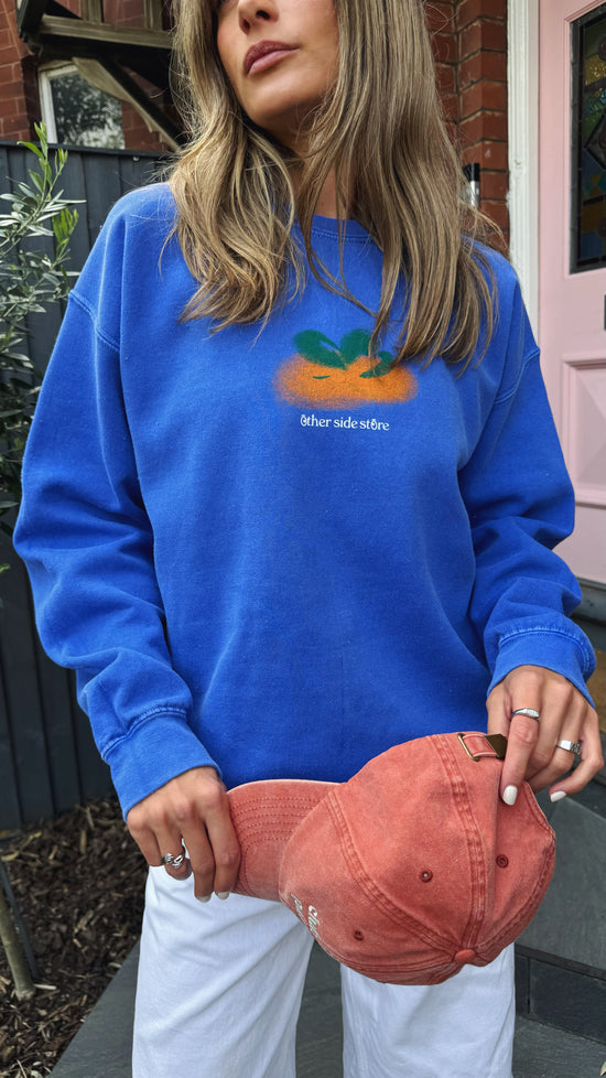 Other Side Store Orange Vintage Washed Sweater Royal Blue UN IK Clothing