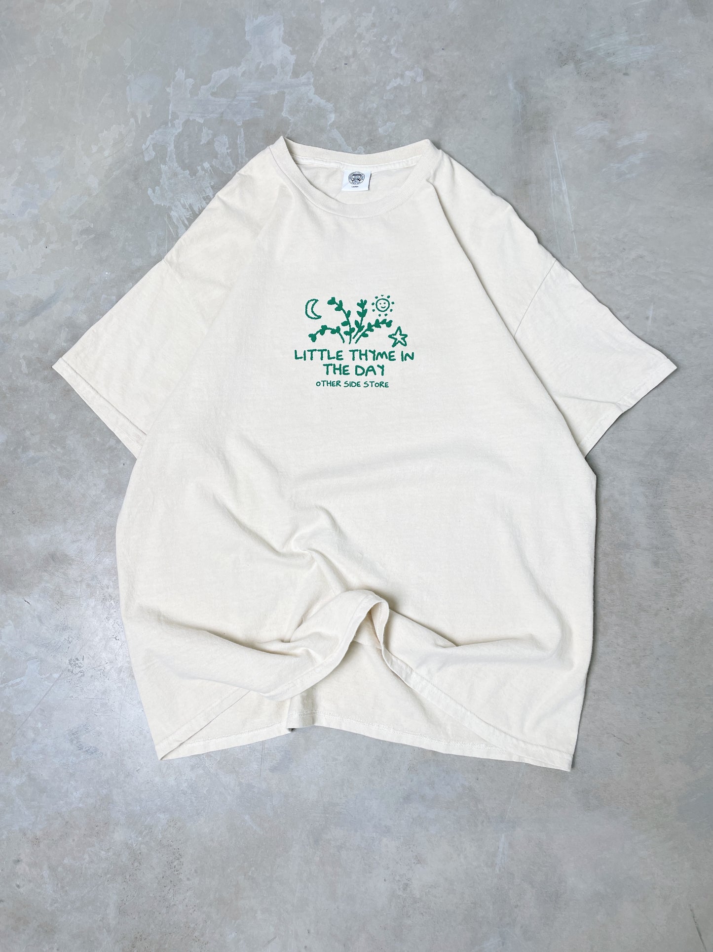 Other Side Store 'Little Thyme' Vintage Washed Tee - Cream
