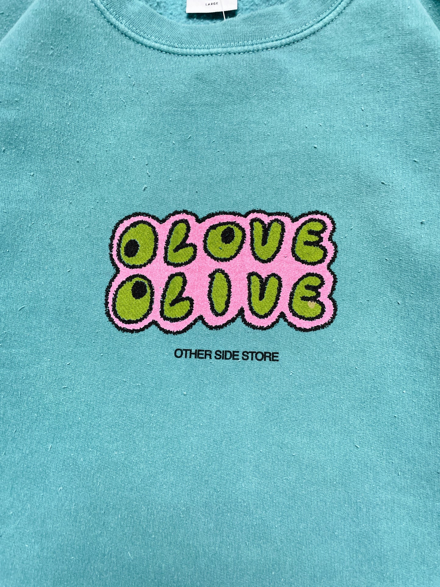 Other Side Store 'Olove Olive' Vintage Washed Sweater - Teal