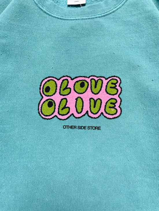 Other Side Store 'Olove Olive' Vintage Washed Sweater - Teal