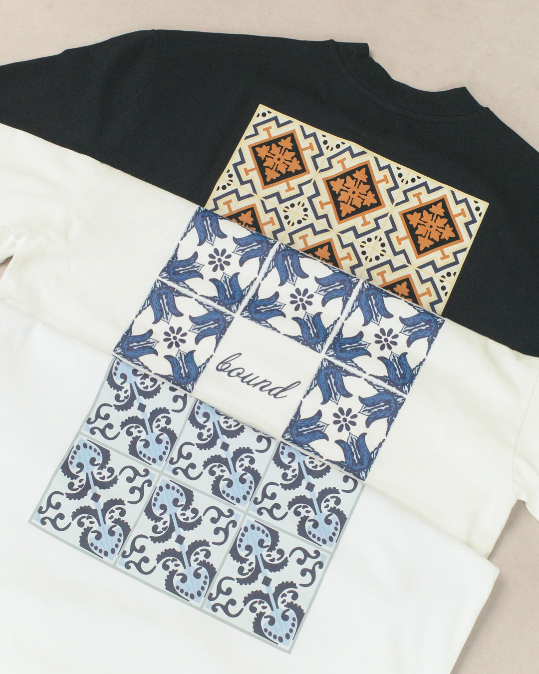 bound 'Porto Azulejos' Tee - White