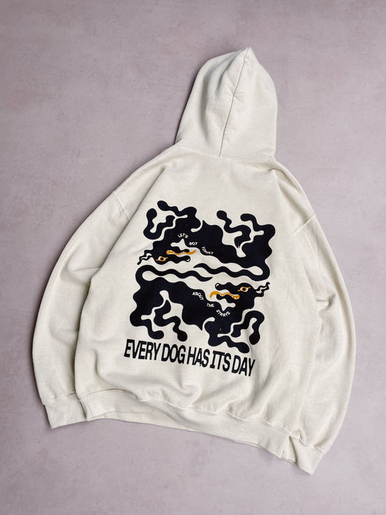 KBAR X UN:IK 'Every Dog Has Its Day' Vintage Washed Hoodie - Ivory