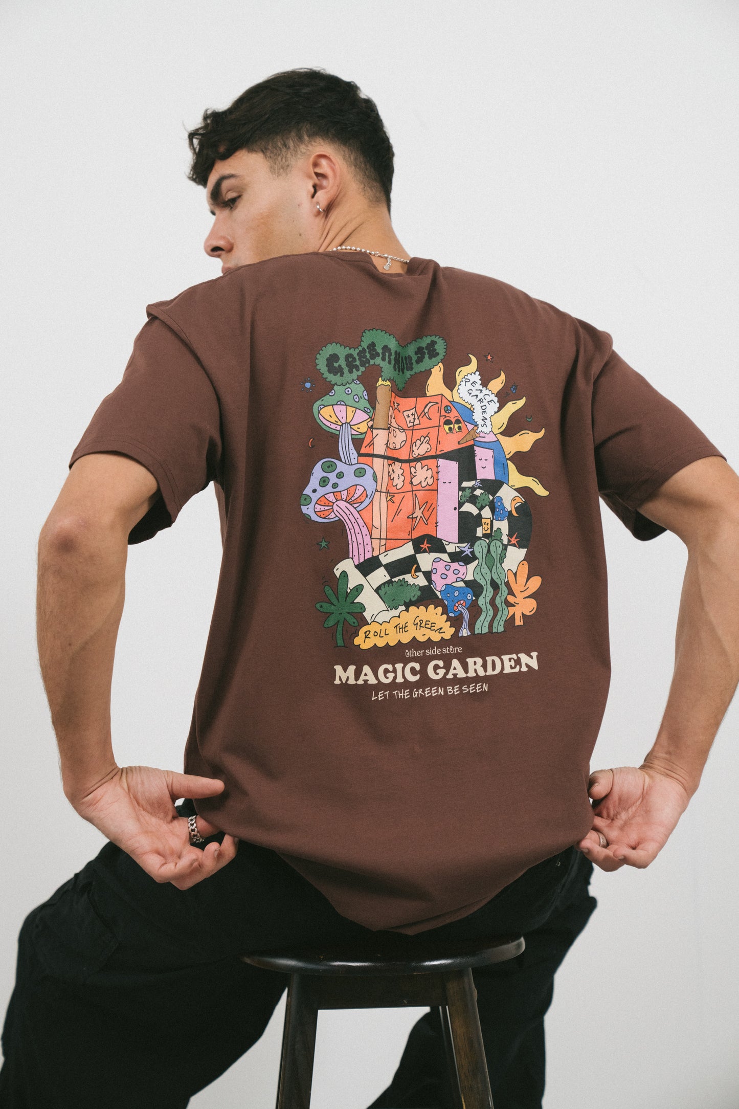 Other Side Store 'Magic Garden' Tee - Brown