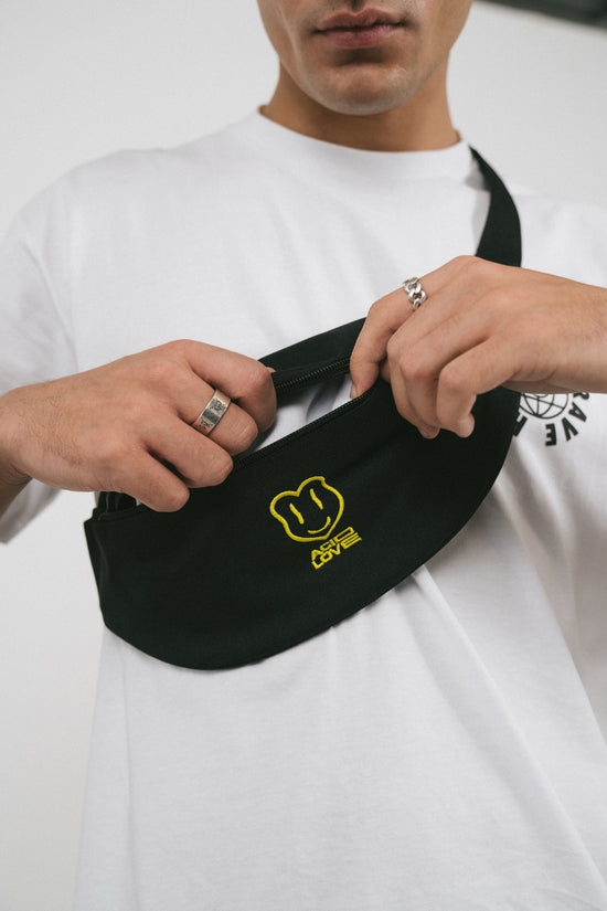 ACID LOVE Embroidered Bum Bag - Black