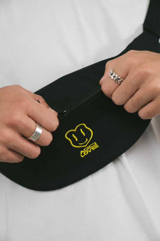 ACID LOVE Embroidered Bum Bag - Black