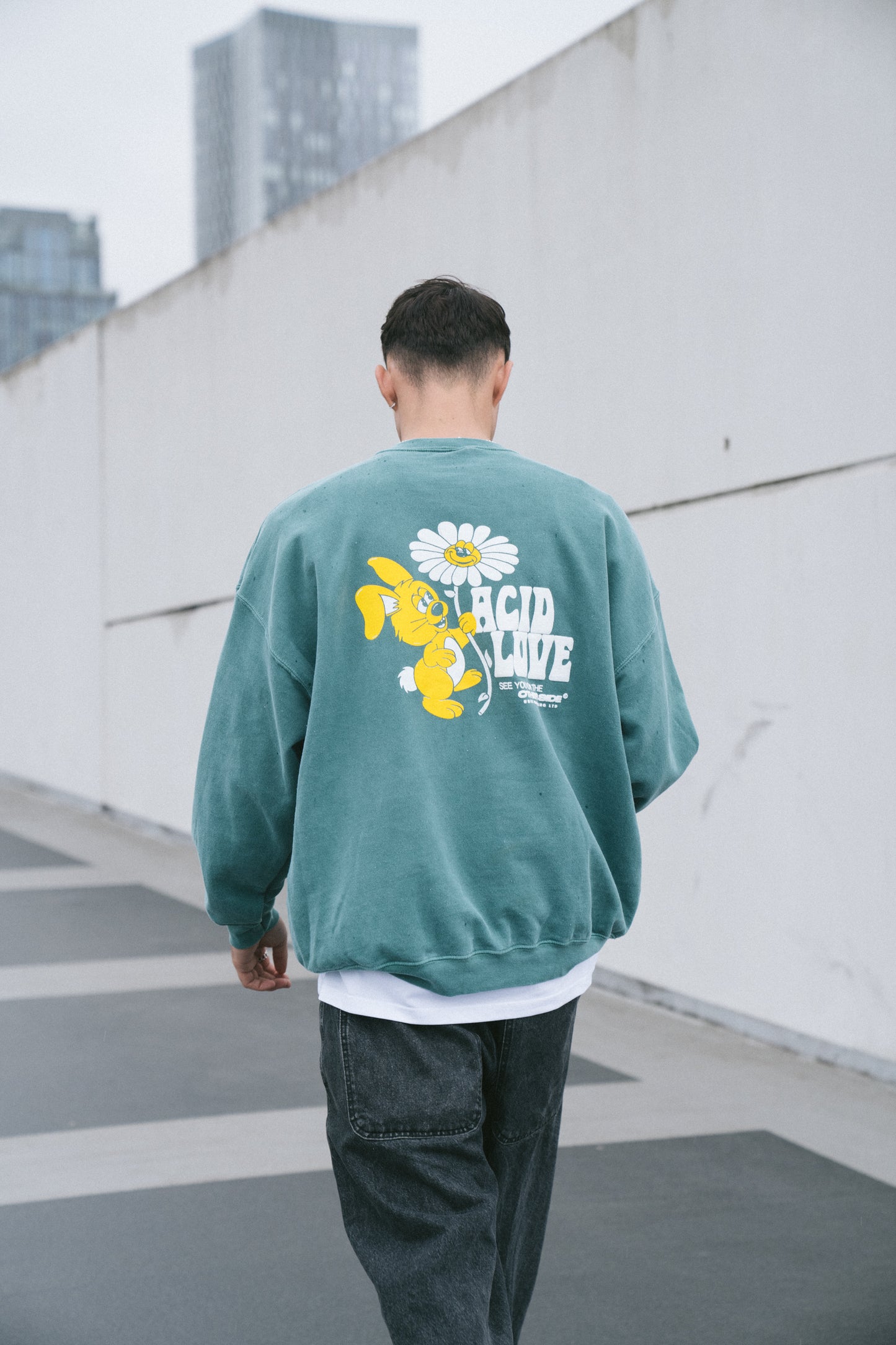 Acid Love 0.06 'Other Side' Sweatshirt - Vintage Washed Teal