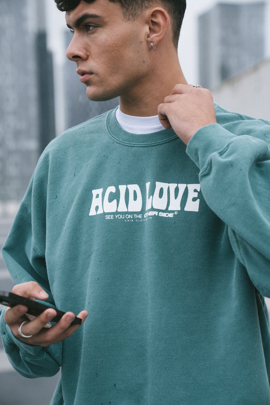 Acid Love 0.06 'Other Side' Sweatshirt - Vintage Washed Teal