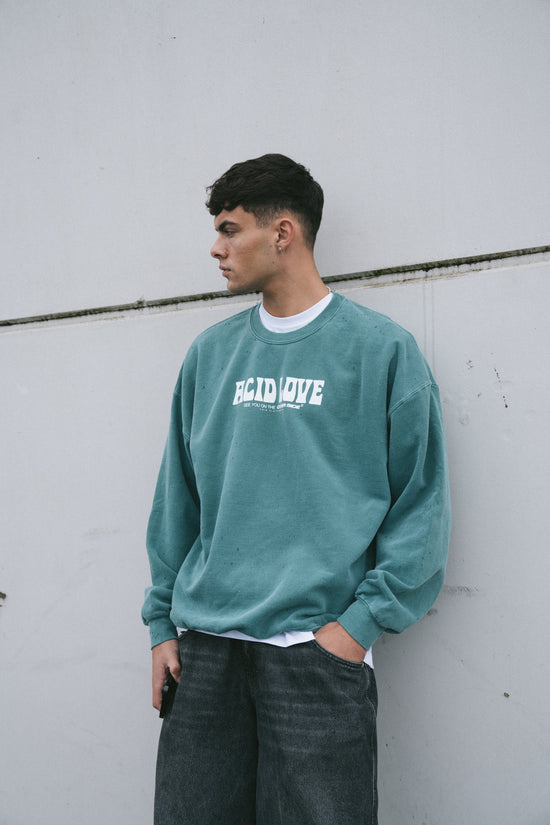 Acid Love 0.06 'Other Side' Sweatshirt - Vintage Washed Teal